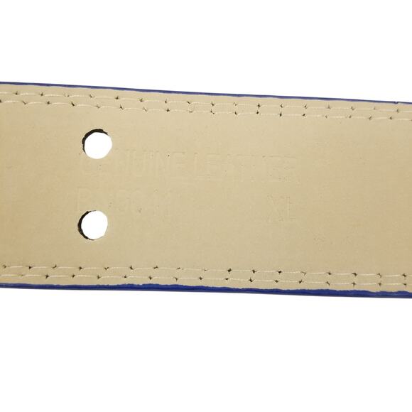 Womens Blue Belt Size XL Silver Tone Buckle Genuine Leather 1.5" Wide - Picture 4 of 7
